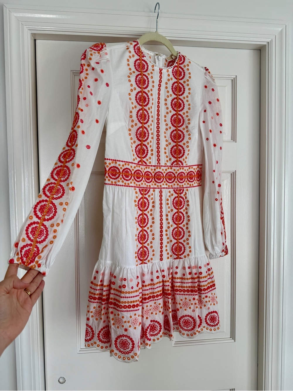 Michael Kors White Mini Dress with Pink and Orange Embroidery